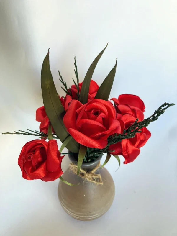 Handmade Rose Vase Arrangement - Image 2